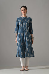 Blue Floral Printed Kurta