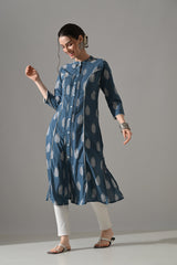 Blue Floral Printed Kurta