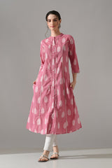 Pink Floral Printed Kurta