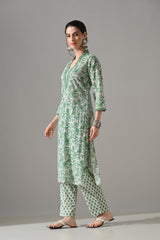 Cream Printed Kurta Set