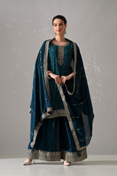 Green Printed Straight Kurta Set