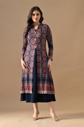 Winter Blue Printed Inner Shrug Set