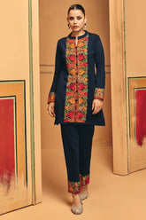 Winter Black Embroideredred Ethnic Motifs Co-Ord Set