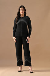 Winter Black Ethnic Motifs Woven Co-Ord Set