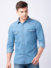 Spykar Mens Casual Shirt F/S Msh-02Bbds-321 Lightblue