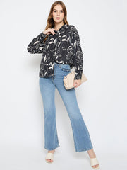 Madame Black Floral Print Shirt