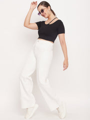 Madame White High Rise Wide Leg Jeans