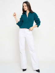 Madame Zip Up Teal Sweater