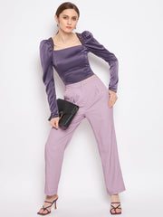 Madame Pleated Mauve Trouser