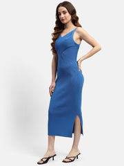 Madame V-Neck Cobalt Blue Bodycon Dress