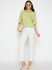 Madame Ladies Western Shirt F/S M5S18259 0210 L.Green - Goyalsons ShopMax