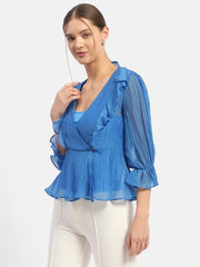 Madame Ladies Western Top H/S M4S18627 050 Royal Blue