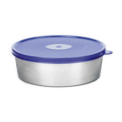 Signoraware Classic Steel Round Container (Small), 650 ml, 1 Piece, Sky Blue