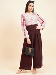 Gipsy Women Printed Lace Georgette Pink Top