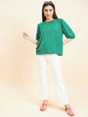 Gipsy Women Printed Printed Rayon Green Top