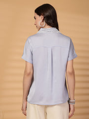 Gipsy Sky Blue Dolman Sleeves Classic Fit Blouse