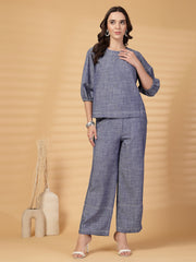 Gipsy Indigo Plain Chambray Cotton Top With Pants