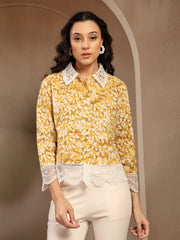 Gipsy Yellow Printed Cotton Shirt