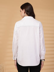 Gipsy White Rhinestone Embellished Cotton Shirt