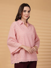 Gipsy Dusky Pink Cotton Schiffli Tunic