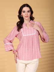 Gipsy Pink Geometric Yoke Detailing Tunic
