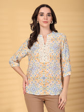 Gipsy Orange Floral Hotfixing Lace Detailing Chiffon Tunic