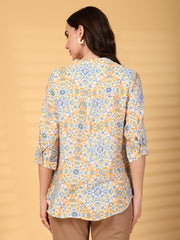 Gipsy Orange Floral Hotfixing Lace Detailing Chiffon Tunic