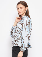 Madame Printed Floral Motif Blue Top