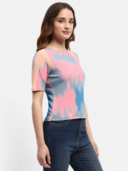 Madame Abstract Print Pink Regular T-Shirt