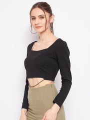 Madame Black Square Neck Top