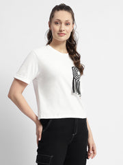 Madame Applique Pocket White Coloured T-Shirt