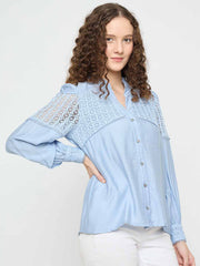 Madame Ladies Western Top H/S M5S18744 290 Powder Blue
