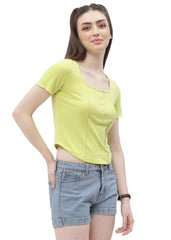 Madame Solid Neon Green Corset Style Top