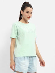 Madame Embellished Typography Mint Regular T-Shirt
