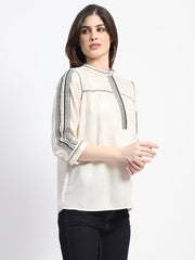 Madame Embroidered Off White Top