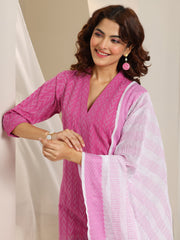 Libas Ladies Western Kurti 3Pcs Set 400585 Pink