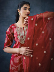 Libas Ladies Western Kurti 3Pcs Set 400719 Red