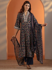 Libas Ladies Western Kurti 3Pcs Set 400734 Blue