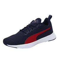 Puma unisex Robust Peacoat-Red Dahlia running shoe, size 11 kids UK, sporty footwear with red and navy accents.