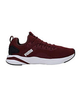 Puma men’s Softride Rift knit low boots in Zinfandel and Puma Black, size 10 UK, featuring sporty design and comfortable footwear.