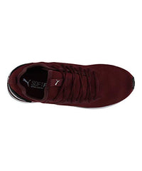Puma men's Softride Rift knit low boots in Zinfandel and Puma Black with black soles, size 10 UK, casual sport footwear