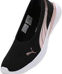 Puma Womens Evelyn Softride Black-Rose Gold-White Ballerinas- 4 UK (39713002)