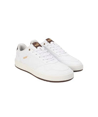Puma Mens Court Classic Res White-Chestnut Brown-Gold Sneaker - 8 UK (40111702)