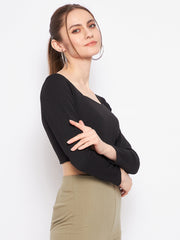 Madame Black Square Neck Top