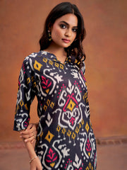 Black Ikat Printed Festive Co-Ord Set