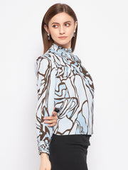 Madame Printed Floral Motif Blue Top
