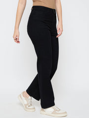 Madame Straight Fit Cotton Blend Jet Black Jeans
