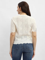 Madame Crinkled Beige Sheer Top