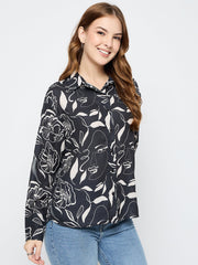 Madame Black Floral Print Shirt