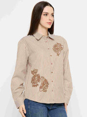 Madame Embroidered Brown Shirt